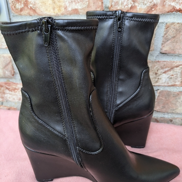 Open Edit Jimmie Pointed Toe Wedge Bootie Women Sz 6.5 - Picture 6 of 7